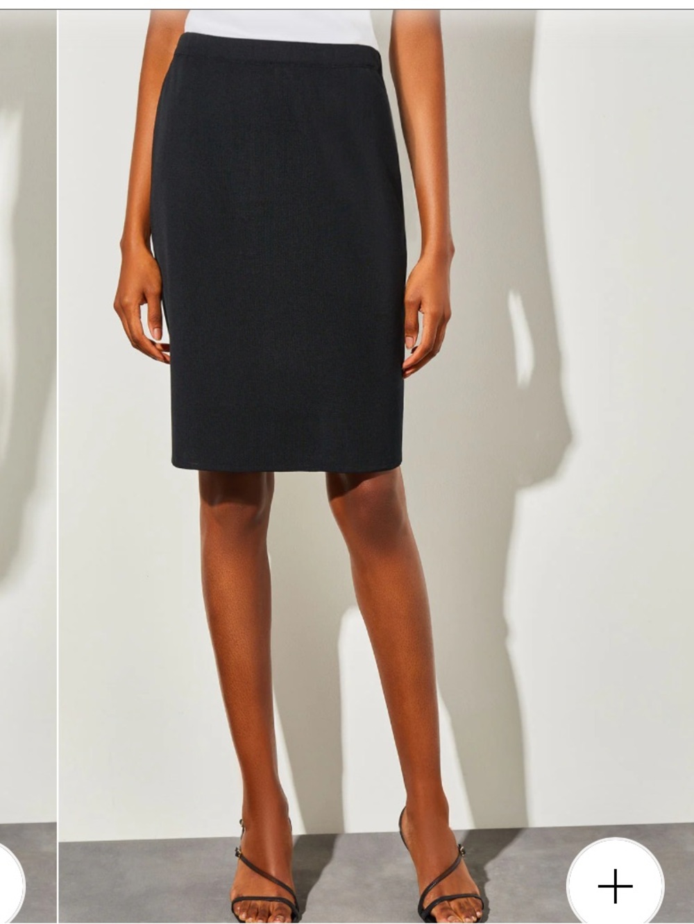 Ming Wang Pencil Skirt Pull On Stretch Knit Acrylic Career Capsule Black Sz L